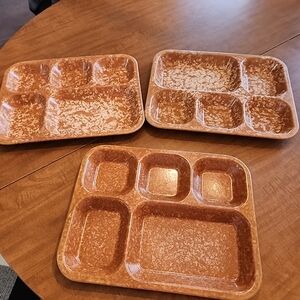 Vintage Halsey Inc. Military Mess Hall Brown Melamine Divided Food Trays
